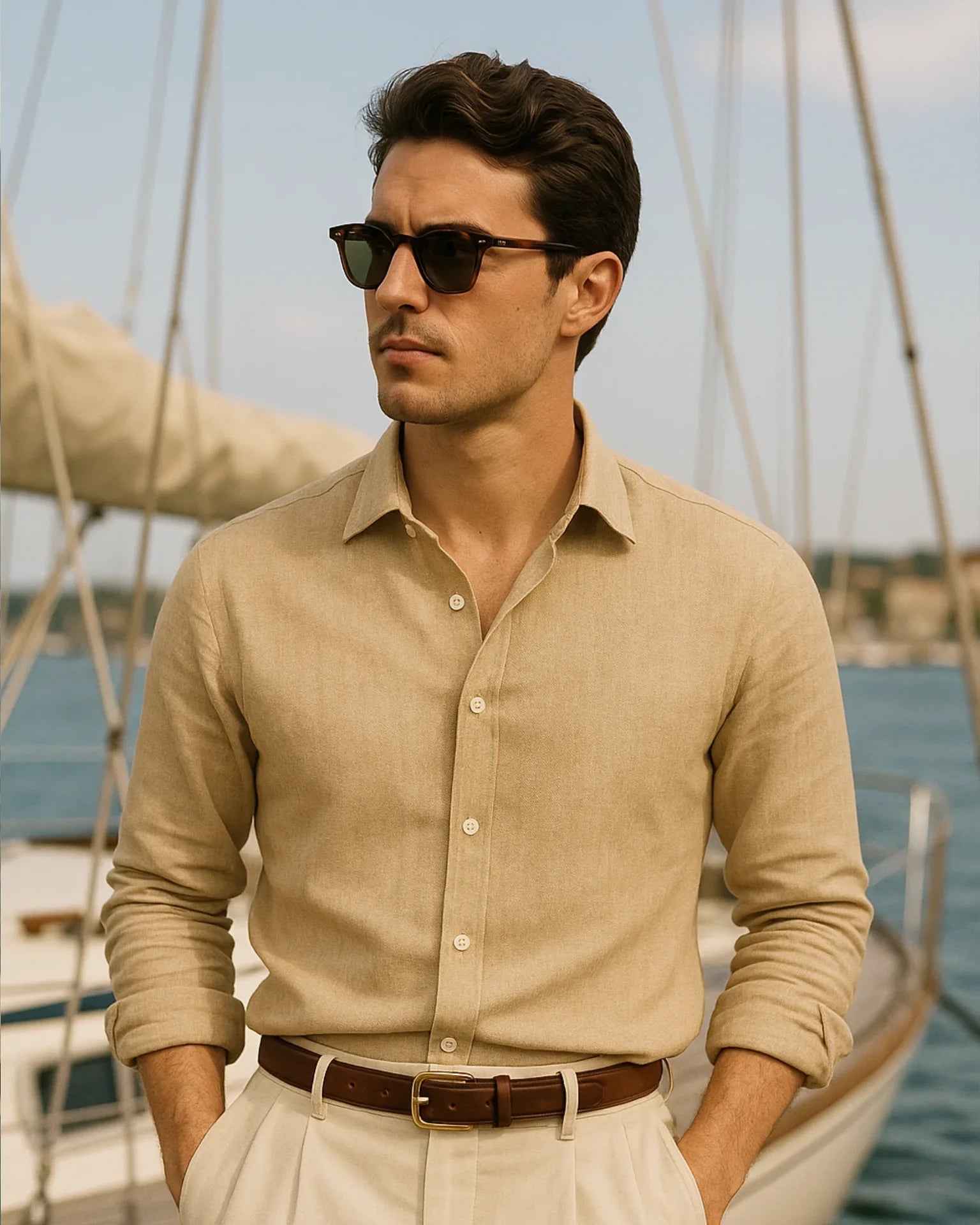 Marco - Koszula lniana Khaki