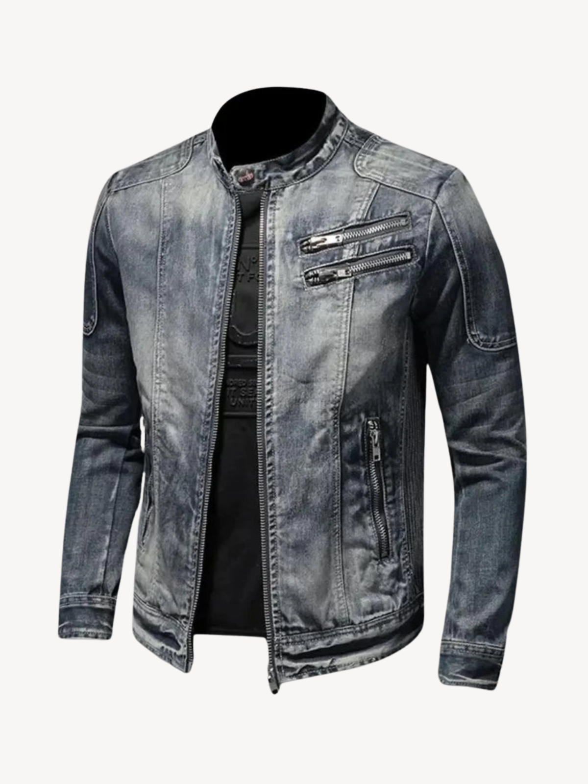 EUSEBE - KAMIZELKA JEANSOWA BIKER